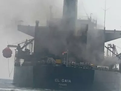 A still image from handout video released on September 15, 2026, said to show a damaged Panamanian-flagged oil tanker "El Gaia" following an incident in Strait of Hormuz. Iran's Revolutionary Guard said the tanker was hit by sea mines as it passed through a prohibited zone south of the Strait of Hormuz, a claim the U.S. military disputed, saying the vessel was struck by an Iranian missile "last month and rendered inoperable." IRIB/Handout via REUTERS. THIS IMAGE HAS BEEN SUPPLIED BY A THIRD PARTY. IRAN OUT. NO COMMERCIAL OR EDITORIAL SALES IN IRAN. ISRAEL OUT. NO COMMERCIAL OR EDITORIAL SALES IN ISRAEL. NO ACCESS FOR ISRAELI MEDIA. NO USE BBC PERSIAN. NO USE VOA PERSIAN. NO USE MANOTO. NO USE IRAN INTERNATIONAL. NO USE RADIO FARDA.  Verification Lines: Reuters verified the identity of the oil tanker as "El Gaia" with the mast, funnel and bridge that matched archive imagery. The date of the video could not be verified but matches reports of damage on the oil tanker on September 12, and no older versions of the video were found online before September 15.   TPX IMAGES OF THE DAY