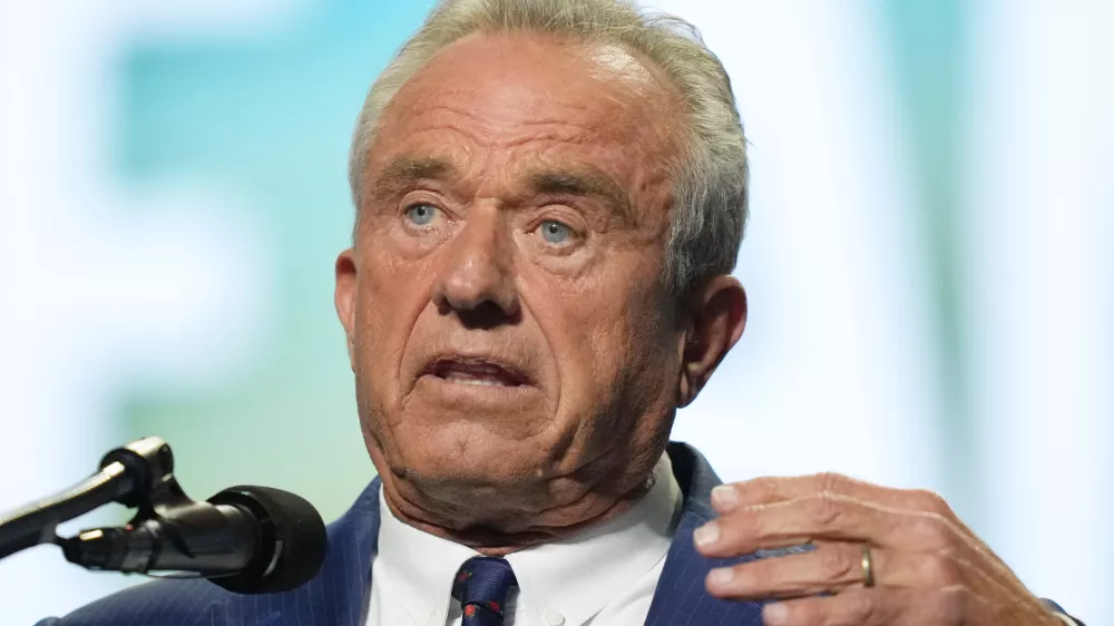 FILE - Health and Human Services Secretary Robert F. Kennedy Jr., speaks at the Republican convention, Sept. 10, 2026, in Dallas. (AP Photo/Alex Brandon, File)