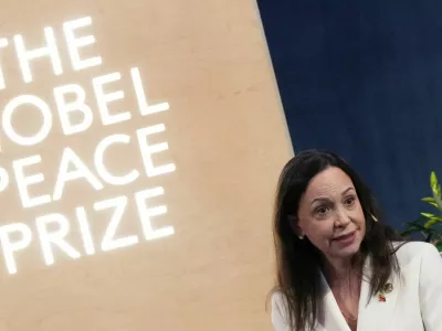 Nobel Peace Prize 2025 laureate Maria Corina Machado attends a press conference at the Grand Hotel in Oslo, Norway, December 11, 2025. REUTERS/Tom Little