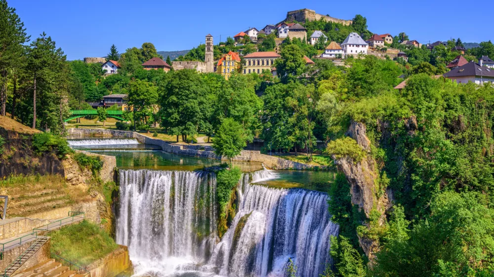 Jajce town in Bosnia and Herzegovina, famous for the beautiful Pliva waterfall
