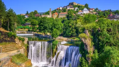 Jajce town in Bosnia and Herzegovina, famous for the beautiful Pliva waterfall