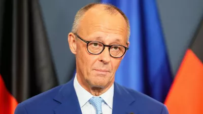 German Chancellor Friedrich Merz speaks to media at the Christian Democratic Union party headquarters in Berlin, Germany, Sunday, Sept. 20, 2026. (AP Photo/Markus Schreiber)