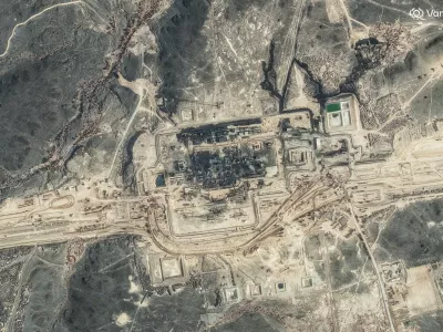 Satellite imagery shows possible construction efforts on the Saudi Arabia East-West pipeline six days after damage following a drone attack, near Al Mesbaah, Al Madinah Province, Saudi Arabia, September 17, 2026. Vantor/Handout via REUTERS THIS IMAGE HAS BEEN SUPPLIED BY A THIRD PARTY. NO RESALES. NO ARCHIVES. MANDATORY CREDIT. DO NOT OBSCURE LOGO.