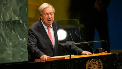 The United Nations Secretary-General Antonio Guterres speaks during the 81st session of the United Nations General Assembly at United Nations headquarters, Tuesday, Sept. 22, 2026. (AP Photo/Yuki Iwamura)
