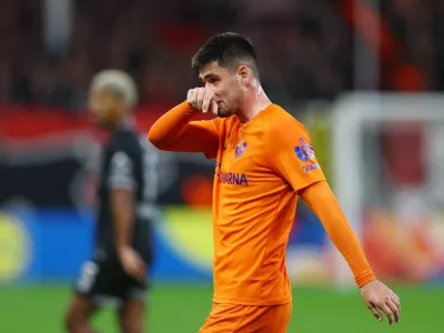 Soccer Football - UEFA Europa League - Bayer Leverkusen v Celje - BayArena, Leverkusen, Germany - September 16, 2026 Celje's Svit Seslar reacts REUTERS/Thilo Schmuelgen
