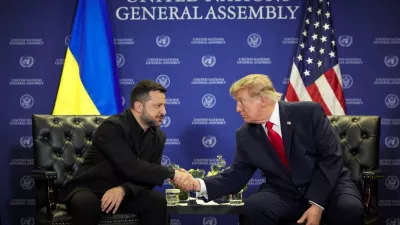 US President Donald Trump and Ukraine's President Volodymyr Zelenskiy shake hands as they meet on the sidelines of the 81st United Nations General Assembly (UNGA) in New York City, US, in this handout released September 22, 2026. Ukrainian Presidential Press Service/Handout via REUTERS ATTENTION EDITORS - THIS IMAGE HAS BEEN SUPPLIED BY A THIRD PARTY.