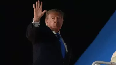 President Donald Trump boards Air Force One at John F. Kennedy International Airport, Tuesday, Sept. 22, 2026, in New York. (AP Photo/Julia Demaree Nikhinson)