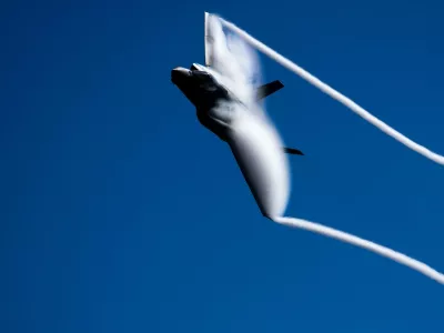 FILE -- An F-35 fighter jet during a demonstration off the coast of Norfolk, Va., on Oct. 5, 2025. The State Department said Thursday, Sept. 17, 2026, that the Trump administration was moving forward with the sale of 48 advanced F-35 fighter jets to Saudi Arabia, despite internal reports by U.S. intelligence agencies that China could acquire or steal the warplane's technology.,Image: 1136146616, License: Rights-managed, Restrictions: AN OCT. 5, 2025 FILE PHOTO., Model Release: no 