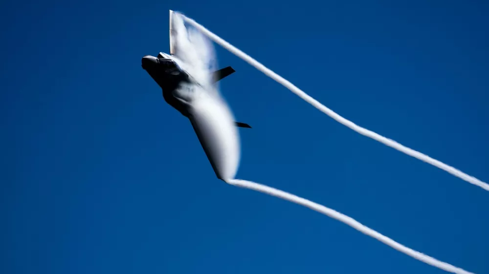 FILE -- An F-35 fighter jet during a demonstration off the coast of Norfolk, Va., on Oct. 5, 2025. The State Department said Thursday, Sept. 17, 2026, that the Trump administration was moving forward with the sale of 48 advanced F-35 fighter jets to Saudi Arabia, despite internal reports by U.S. intelligence agencies that China could acquire or steal the warplane's technology.,Image: 1136146616, License: Rights-managed, Restrictions: AN OCT. 5, 2025 FILE PHOTO., Model Release: no 