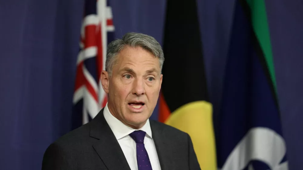 Australian Deputy Prime Minister and Defence Minister Richard Marles speaks during a press conference after it was revealed an AI agent developed by OpenAI infiltrated an Australian government website in June, in Sydney, Australia, September 24, 2026. REUTERS/Hollie Adams