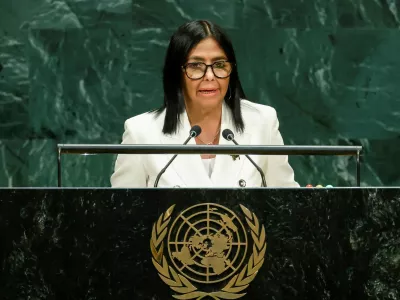 Venezuela's interim President Delcy Rodriguez addresses the 81st United Nations General Assembly at UN headquarters in New York City, US, September 23, 2026. REUTERS/Eduardo Munoz