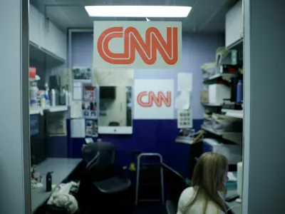 FILE PHOTO: The CNN booth at the White House after US President Donald Trump announced he would ban CNN, MS NOW, and Politico from the White House in Washington, D.C., US, September 18, 2026. REUTERS/Evan Vucci/File Photo