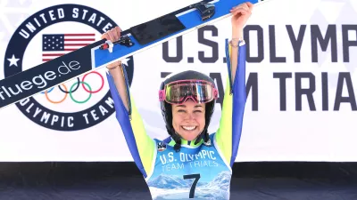 PARK CITY, UT - DECEMBER 31: Sarah Hendrickson celebrates on the medals podium after winning the U.S. Womens Ski Jumping Olympic Trials on December 31, 2017 at Utah Olympic Park in Park City, Utah. Matthew Stockman,Image: 358955761, License: Rights-managed, Restrictions:, Model Release: no 