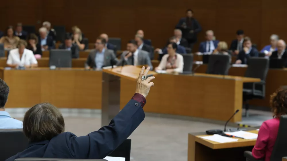 Simbolična fotografija - dvig roke21.9.2026 - začetek redne seje DZ z glasovanjem o zahtevi skupine poslank in poslancev, Državni zbor redna sejaFoto: Luka Cjuha