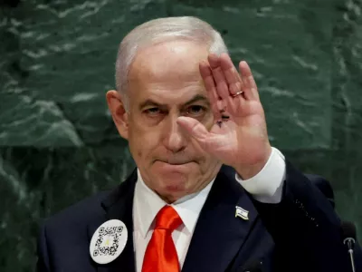 FILE PHOTO: Israeli Prime Minister Benjamin Netanyahu addresses the 80th United Nations General Assembly (UNGA) at U.N. headquarters in New York City, U.S., September 26, 2025. REUTERS/Jeenah Moon/File Photo