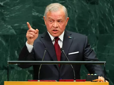 Jordan's King Abdullah II addresses the 81st United Nations General Assembly at UN headquarters in New York City, US, September 22, 2026. REUTERS/MIKE SEGAR