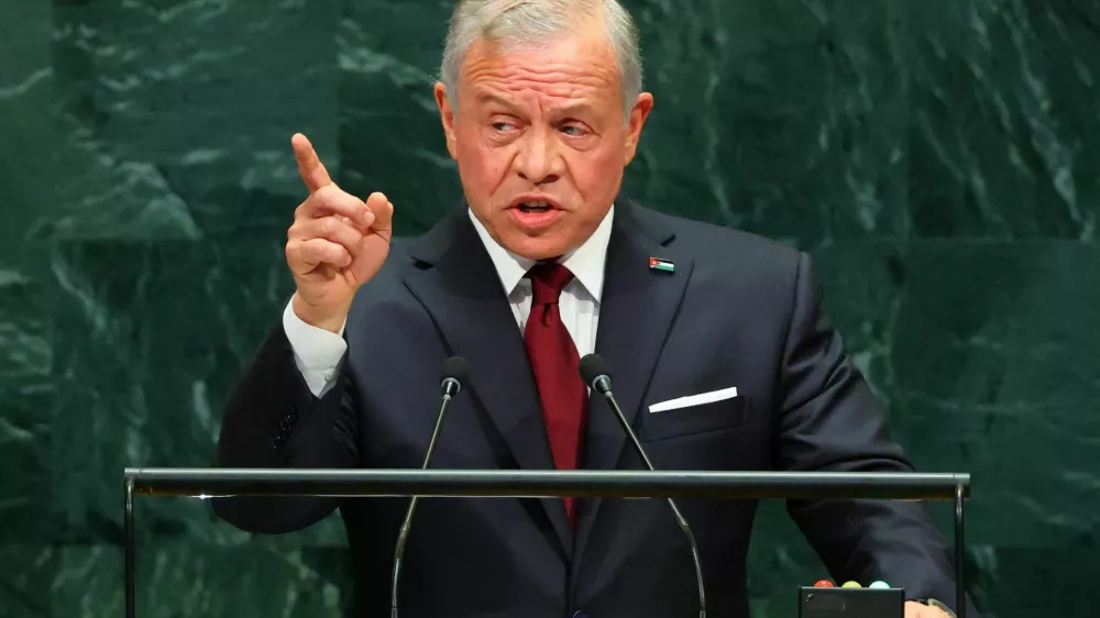 Jordan's King Abdullah II addresses the 81st United Nations General Assembly at UN headquarters in New York City, US, September 22, 2026. REUTERS/MIKE SEGAR