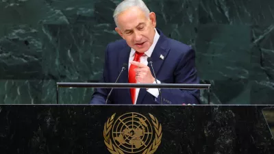 Israeli Prime Minister Benjamin Netanyahu addresses the 81st United Nations General Assembly (UNGA) at UN headquarters in New York City, US, September 24, 2026.  REUTERS/Mike Segar