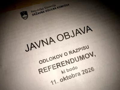 Ljubljana.Javna objava odlokov o razpisu referendumov, ki bodo 11. oktobra 2026.Foto: STA