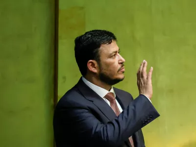 Yemen's Vice President Abdullah Abdulkader Al Alimi-Bawazir walks to the podium to address the 81st United Nations General Assembly at UN headquarters in New York City, US, September 24, 2026. REUTERS/Eduardo Munoz