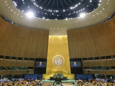 Pakistan's Prime Minister Muhammad Shehbaz Sharif addresses the 81st United Nations General Assembly (UNGA) at UN headquarters in New York City, US, September 25, 2026. REUTERS/Caitlin Ochs