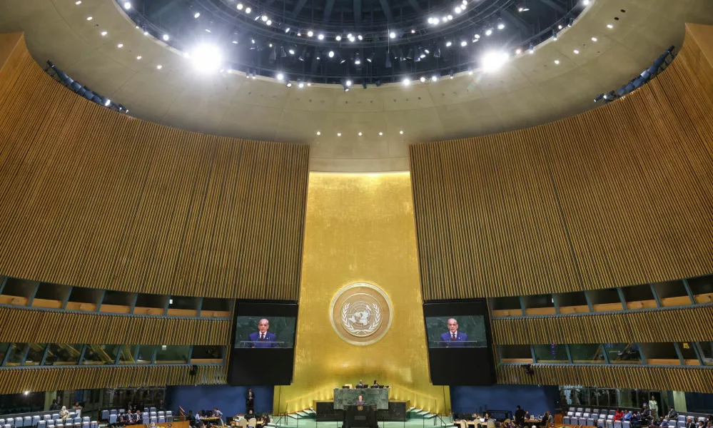 Pakistan's Prime Minister Muhammad Shehbaz Sharif addresses the 81st United Nations General Assembly (UNGA) at UN headquarters in New York City, US, September 25, 2026. REUTERS/Caitlin Ochs