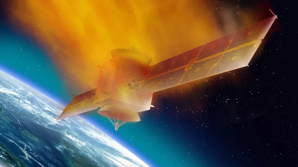 Ilustracija gorečega satelita med vstopom v atmosfero. Slika je simbolična. / Foto: Istock