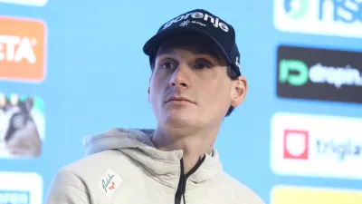 Domen Prevc24.3.2026 - novinarska konferenca mo&scaron;ke in ženske reprezentance Slovenije pred bližnjim finalom svetovnega pokala v smučarskih poletih v Planici.Foto: Luka Cjuha