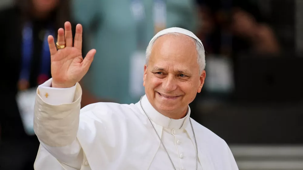 Pope Leo arrives to meets staff and members of the sick community at Accueil Notre-Dame at the Sanctuary of Our Lady of Lourdes, during his apostolic journey to France, in Lourdes, France, September 27, 2026. REUTERS/Stephane Mahe