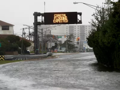 Flooded section of Rt. 36 near Avenel Blvd., Saturday, Sept. 26, 2026 in Long Branch, N.J. (AP Photo/Noah K. Murray)