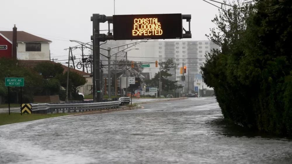 Flooded section of Rt. 36 near Avenel Blvd., Saturday, Sept. 26, 2026 in Long Branch, N.J. (AP Photo/Noah K. Murray)