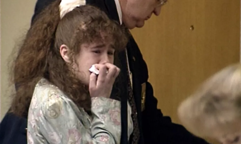 In this image from video provided by WBIR-TV, Christa Pike cries after being sentenced to death on March 30, 1996 in Knoxville, Tenn. (WBIR-TV via AP) 