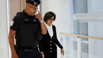 Rachida Dati, French politician and former Culture Minister, leaves during a break during the final day of hearings and closing arguments in her trial with former Renault-Nissan chairman and CEO Carlos Ghosn on corruption and abuse-of-power charges related to consulting fees, at the courthouse in Paris, France, September 28, 2026. REUTERS/Abdul Saboor