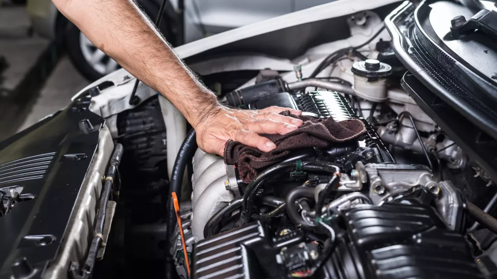 Cleaning car engine