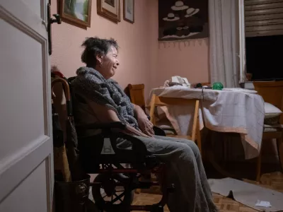 Maricarmen, 87, waits at home for police to arrive before being evicted from the home where she lived in Madrid, Spain, Wednesday, Sept. 23, 2026. (Fernando S&aacute;nchez/Europa Press via AP)