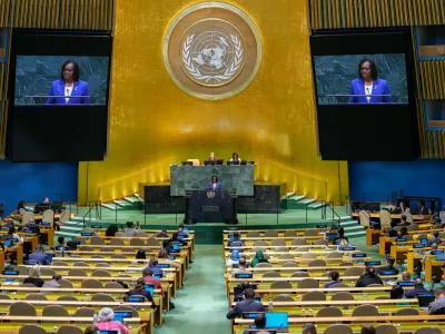 South Sudan's Permanent Representative to the United Nations Cecilia Adout Majok Adeng addresses the 81st session of the United Nations General Assembly at United Nations headquarters, Monday, Sept. 28, 2026. (AP Photo/Yuki Iwamura)