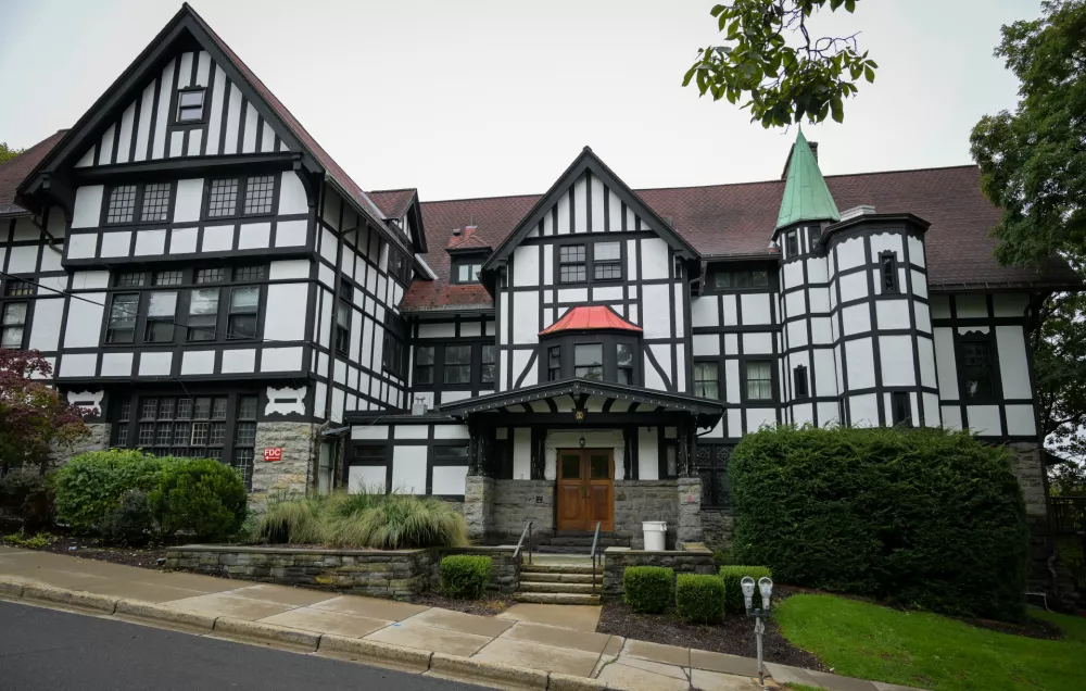 The Chi Phi fraternity house at Cornell University in Ithaca, N.Y., Monday, Sept. 28, 2026. (AP Photo/Heather Ainsworth)