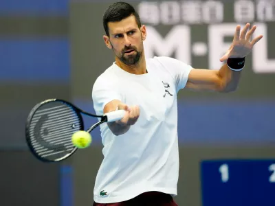 Novak Djokovic of Serbia seen in action during a practice session ahead of China Open at the National Tennis Center.China Open - practice session in Beijing - 27 Sep 2026,Image: 1139009297, License: Rights-managed, Restrictions:, Model Release: no 