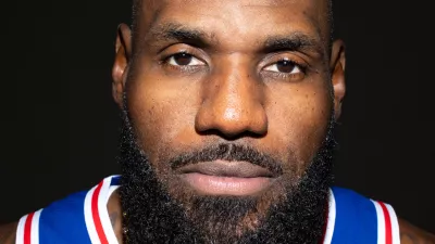 Sep 28, 2026; Camden, NJ, USA; Philadelphia 76ers LeBron James poses for a photo during media day. Mandatory Credit: Bill Streicher-Imagn Images