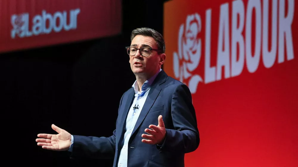 British Prime Minister Andy Burnham speaks on stage at the Labour Party's annual conference in Liverpool, Britain, September 29, 2026. REUTERS/Temilade Adelaja