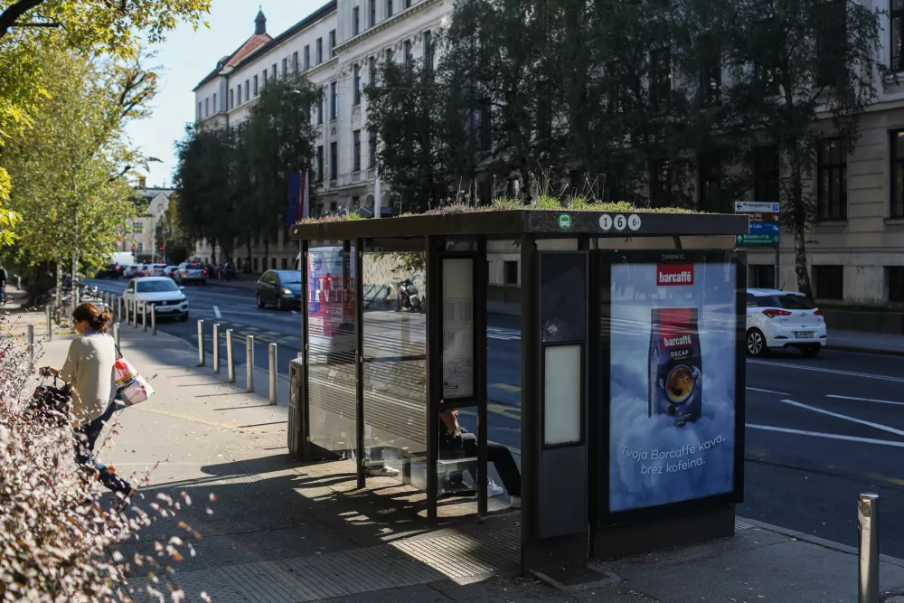 - Avtobusna postaja A&scaron;kerčeva v Ljubljani.- 29.09.2026. - Ozelevanje stre&scaron;nikov avtobusnih postaj LPP v Ljubljani.//FOTO: Bojan Velikonja