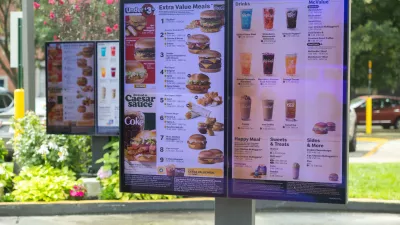 McDonald's drive through signs in New York City, U.S., July 30, 2026. REUTERS/Jordan Tovin