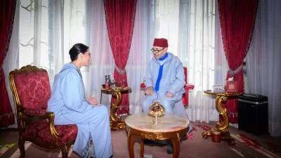 Morocco's King Mohammed VI receives Fatima Ezzahra El Mansouri, who was appointed Morocco's first woman prime minister, at the Royal Palace in Rabat, Morocco, September 29, 2026. Moroccan Royal Palace/Handout via REUTERS  THIS IMAGE HAS BEEN SUPPLIED BY A THIRD PARTY. WATERMARK FROM SOURCE.