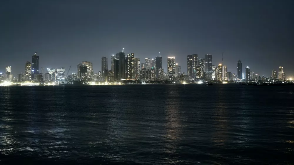 A view of the city skyline lit at night in Mumbai, India, on April 21, 2026.Generic Skyline View In Mumbai, India - 21 Apr 2026,Image: 1093435688, License: Rights-managed, Restrictions:, Model Release: no 