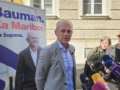 Maribor.Izjava kandidata za zupana Mestne obcine Maribor Andreja Baumana.