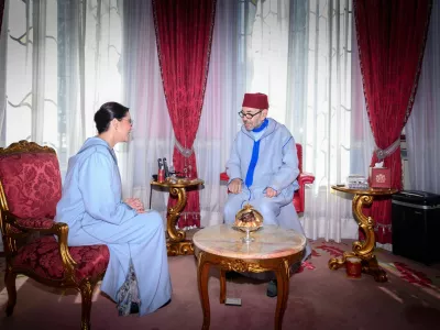 Morocco's King Mohammed VI receives Fatima Ezzahra El Mansouri, who was appointed Morocco's first woman prime minister, at the Royal Palace in Rabat, Morocco, September 29, 2026. Moroccan Royal Palace/Handout via REUTERS  THIS IMAGE HAS BEEN SUPPLIED BY A THIRD PARTY. WATERMARK FROM SOURCE.
