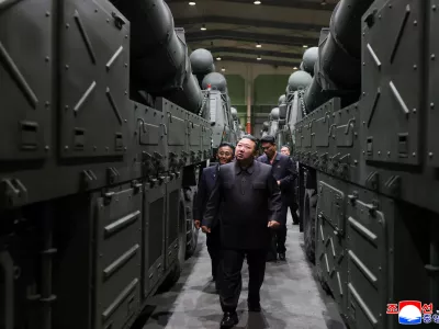 North Korean leader Kim Jong Un provides guidance on projects in the defense industry sector in North Korea, in this picture released by North Korea's official Korean Central News Agency on September 19, 2026. KCNA via REUTERS ATTENTION EDITORS - THIS IMAGE WAS PROVIDED BY A THIRD PARTY. REUTERS IS UNABLE TO INDEPENDENTLY VERIFY THIS IMAGE. NO THIRD PARTY SALES. SOUTH KOREA OUT. NO COMMERCIAL OR EDITORIAL SALES IN SOUTH KOREA.