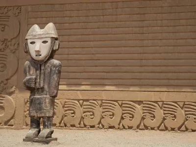 Remains of the historic city of Chan Chan near Trujillo in Peru. The city was the capital of the Chimu Kingdom which reached its apogee in the 15th Century. It is a UNESCO World Heritage Site.