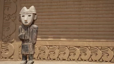 Remains of the historic city of Chan Chan near Trujillo in Peru. The city was the capital of the Chimu Kingdom which reached its apogee in the 15th Century. It is a UNESCO World Heritage Site.