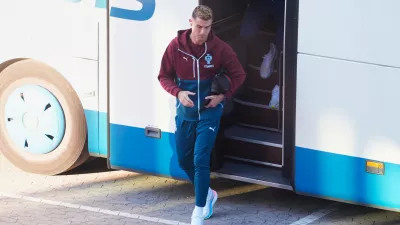 Portugal's Cristiano Ronaldo arrives for training in Copenhagen, Denmark, Wednesday, Sept. 30, 2026, ahead of their Nations League soccer match against Denmark. (Liselotte Sabroe/Ritzau Scanpix via AP)